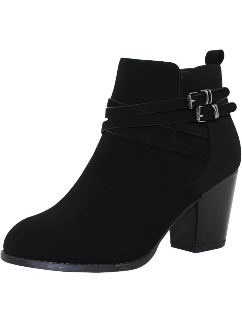 Women's Black Classic Pointed-Toe Chunky 3-inch Block Heel Casual Ankle Boots
